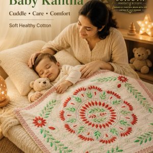 Ruby Blossom Baby Kantha – রুবি ব্লসম বেবি নকশি কাঁথা | 2025 Design 01 | SKU: SBBK-2025-001