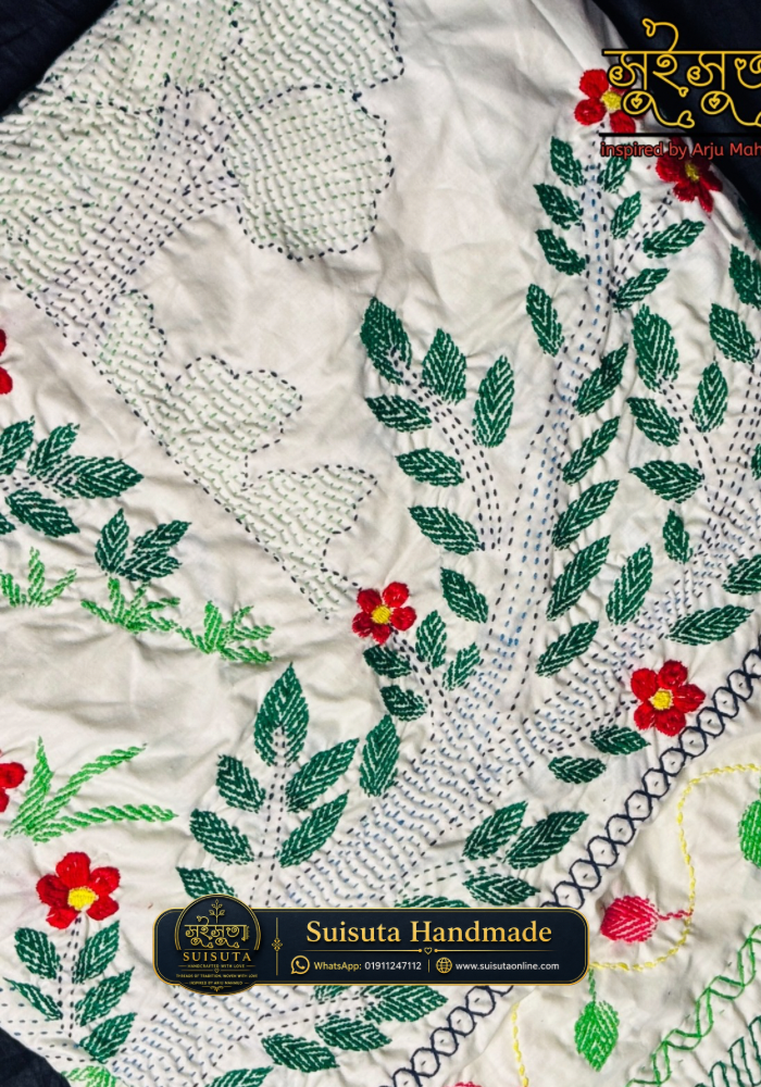 Suisuta Handmade Premium Nakshi Kantha | Village Scene নকশী কাঁথা - Image 4