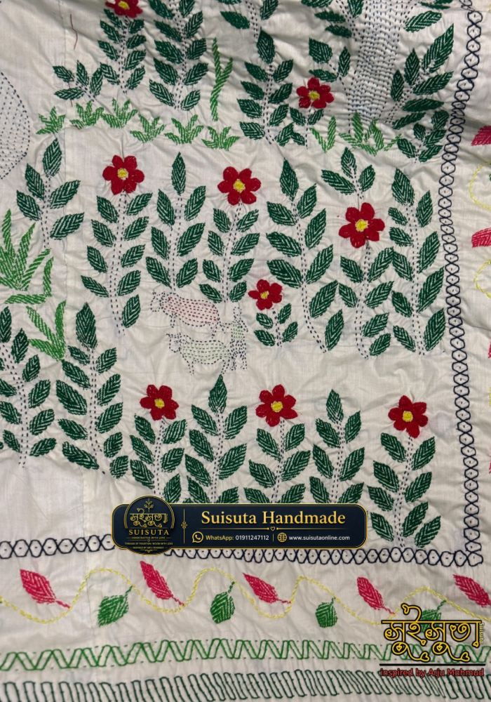 Suisuta Handmade Premium Nakshi Kantha | Village Scene নকশী কাঁথা - Image 3