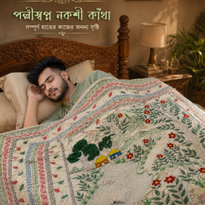 Polliswopno Nakshi Kantha – পল্লীস্বপ্ন নকশী কাঁথা | King Size Handmade Kantha