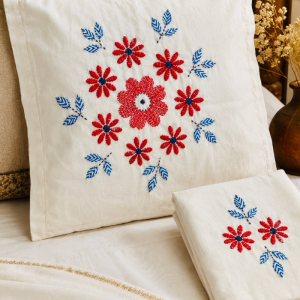 Hand Embroidered Cotton Cushion Cover | হাতে কাজের কটন কুশন কভার