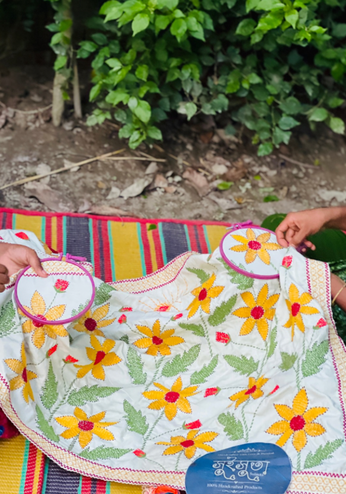 ๐ธ Suisuta Baby Premium Nakshi Kantha โ Handmade Cotton Baby Comfort Blanket | Traditional Butterfly & Flower Design | Soft Double Layer Baby Wrapper & Bed Cover ๐ฟ - Image 2