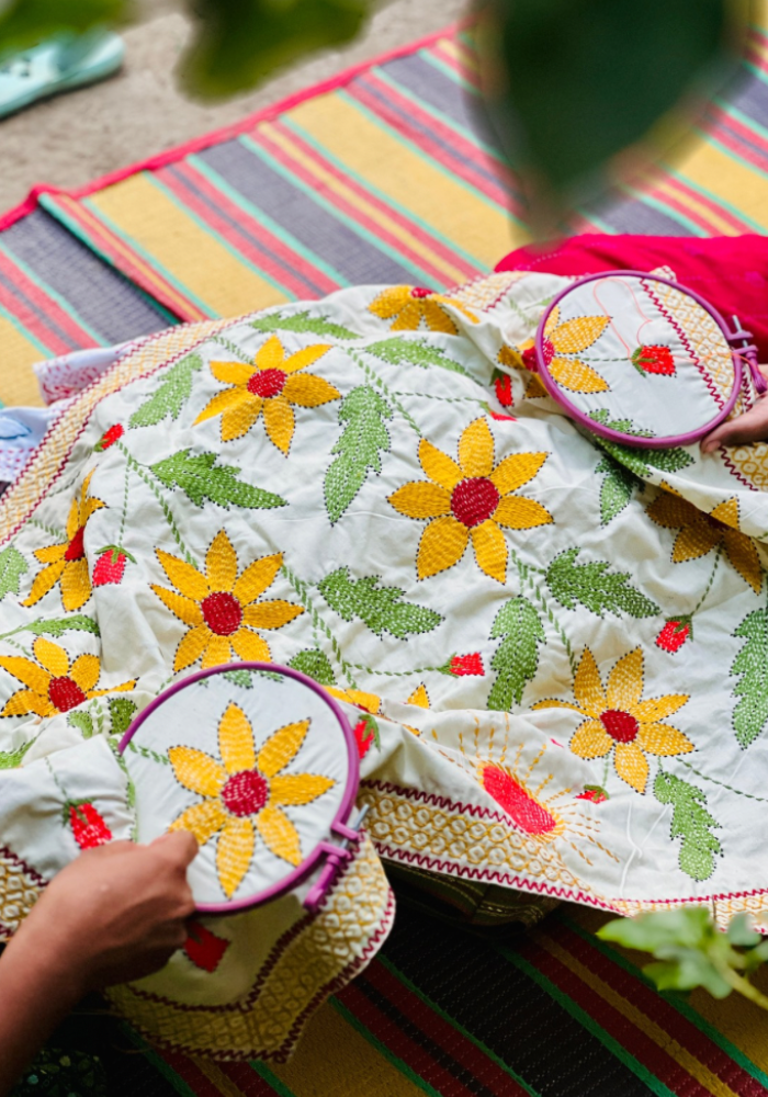 ๐ธ Suisuta Baby Premium Nakshi Kantha โ Handmade Cotton Baby Comfort Blanket | Traditional Butterfly & Flower Design | Soft Double Layer Baby Wrapper & Bed Cover ๐ฟ - Image 7