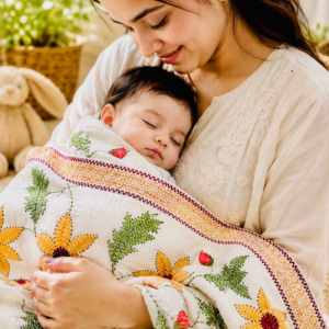 🌸 Suisuta Baby Premium Nakshi Kantha – Handmade Cotton Baby Comfort Blanket | Traditional Butterfly & Flower Design | Soft Double Layer Baby Wrapper & Bed Cover 🌿