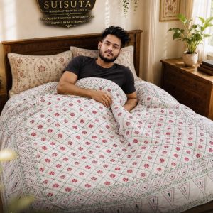 Shubhra Rekha Heritage Nakshi Kantha | শুভ্র রেখা হেরিটেজ | King Size Handmade Cotton Kantha Bed Cover