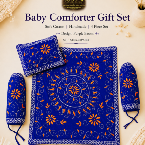 Purple Bloom Baby Comforter Gift Set – Suisuta Handmade | পার্পল ব্লুম সফট কটন ৪ পিস বেবি সেট | SKU: SBCG-2019-008