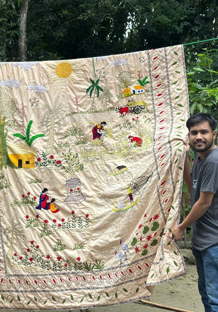 Suisuta Handmade R4-003 | Premium Village Scene Handmade Nakshi Kantha – Booking Offer - Image 6