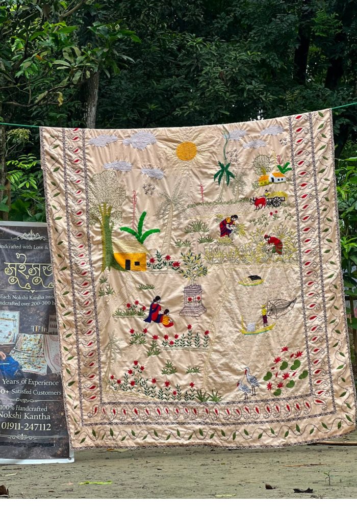 Suisuta Handmade R4-003 | Premium Village Scene Handmade Nakshi Kantha – Booking Offer - Image 2