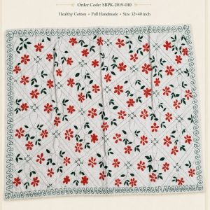 Suisuta Handmade Ruby Garden Baby Kantha – লাল সবুজ ফুল নকশি | Handmade Cotton Baby Nakshi Kantha | 32×40 inch