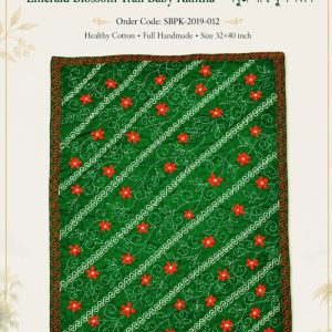 Suisuta Handmade Emerald Blossom Trail Baby Kantha – সবুজ লাল ফুল নকশি | Handmade Cotton Baby Nakshi Kantha | 32×40 inch