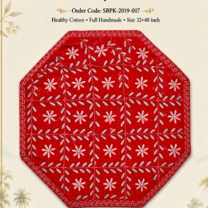 Suisuta Handmade Crimson Snow Star Baby Kantha – লাল সাদা তারা নকশি | Handmade Cotton Baby Nakshi Kantha | 32×40 inch