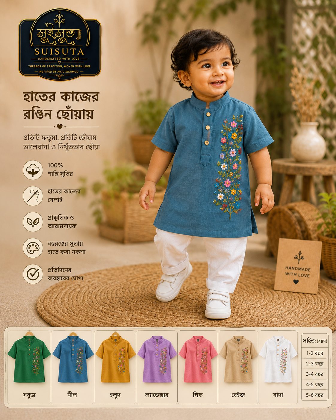 Suisuta Handmade Baby Fatua | হাতে তৈরি বাচ্চাদের পোশাক – SBD1-002