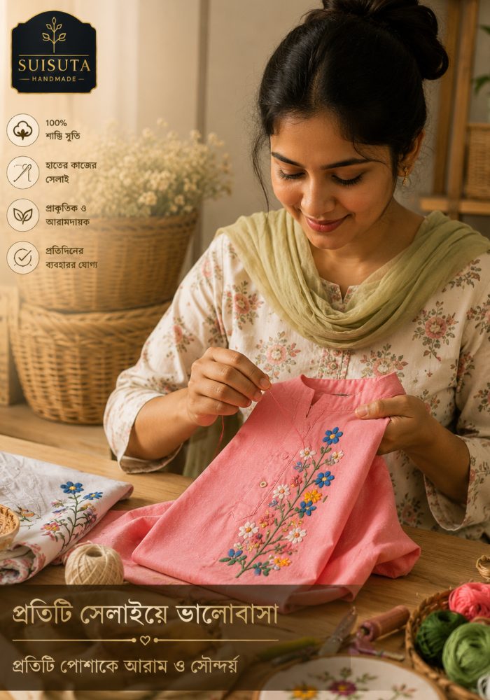 Suisuta Handmade Baby Nakshi Dress – ৩টি রঙ | SBD1-001 - Image 5