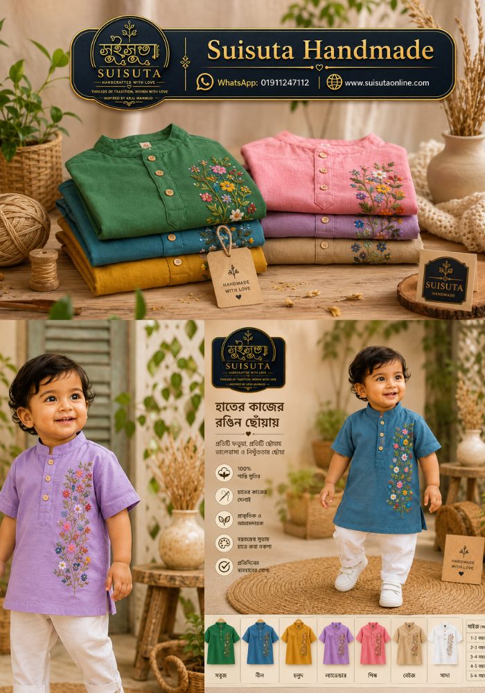 Suisuta Handmade Baby Fatua | হাতে তৈরি বাচ্চাদের পোশাক – SBD1-002 - Image 4