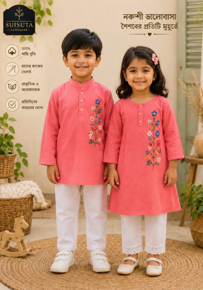 Suisuta Handmade Baby Nakshi Dress – ৩টি রঙ | SBD1-001 - Image 3