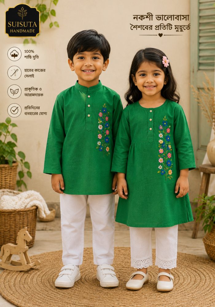 Suisuta Handmade Baby Nakshi Dress – ৩টি রঙ | SBD1-001