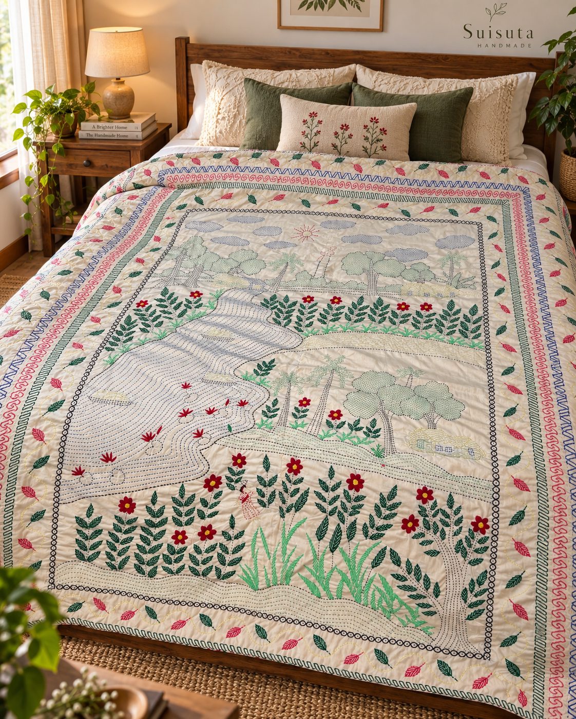 Suisuta Handmade Nakshi Kantha | Only 1 Piece Ready Stock | King Size Handmade Kantha Bangladesh - Image 2